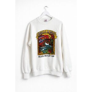 Vtg 90s Kilauea Military Camp Hawaii Volcano Sweatshirt Jerzees White Mens Sz M